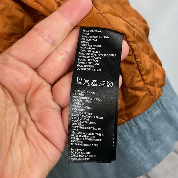 Prana Jacket Men's Small Bronson Quilted Lined Full Zip Blue size Medium - Picture 8 of 15